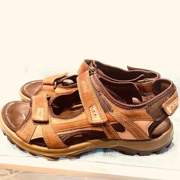 Ecco Yucatan Sandals Shoes Mens Size‎ 44 Brown Leather Hiking Outdoors Comfort - Picture 11 of 16